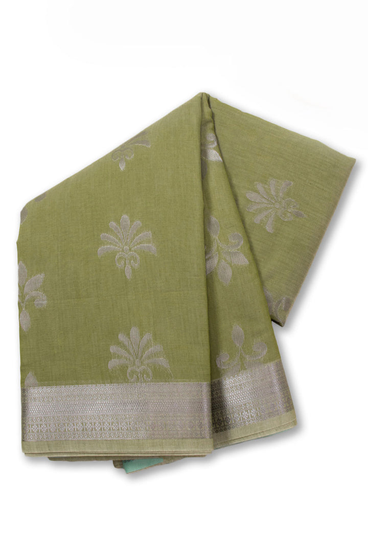 Green South Tissue Silk Cotton Saree 10073589