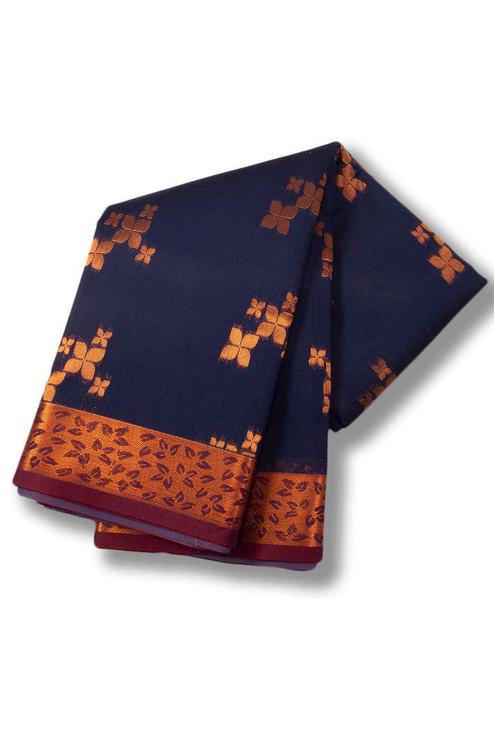 Braves Navy Blue South Silk Cotton Saree 10073607