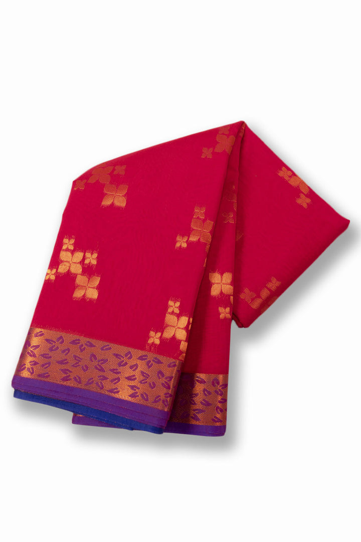 Reddish Pink South Silk Cotton Saree 10073609