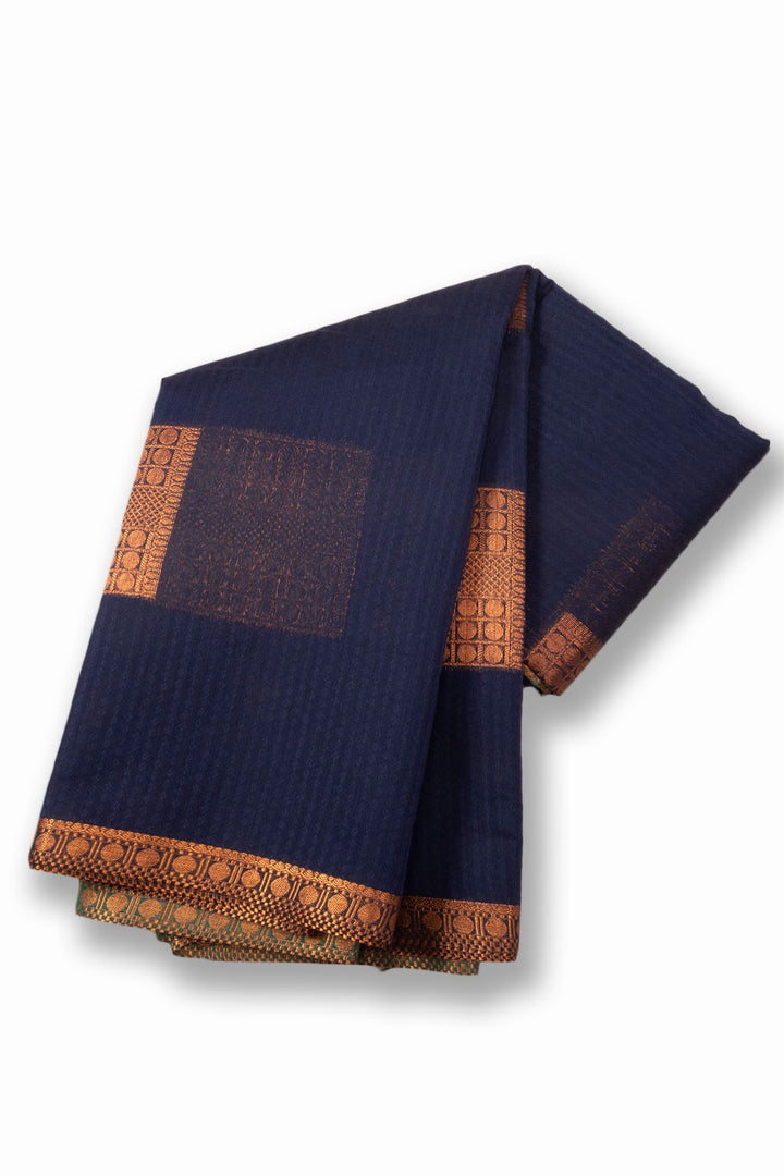 Dark Blue South Silk Cotton Saree 10073610