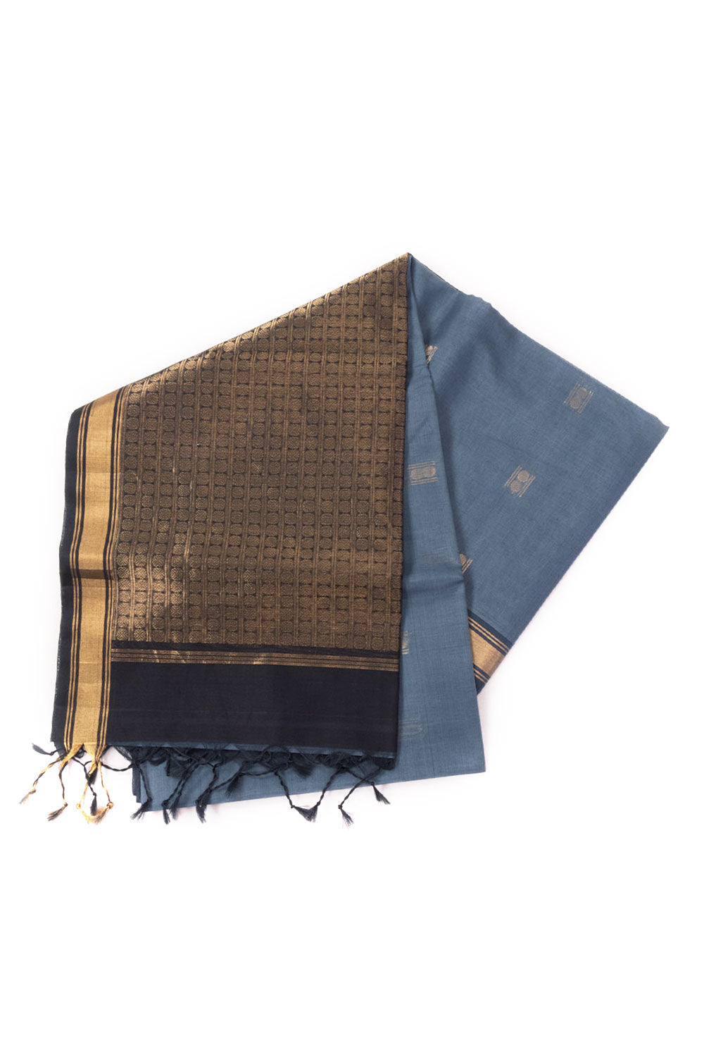 Steel Blue Handloom Kovai Silk Cotton Saree 10073767