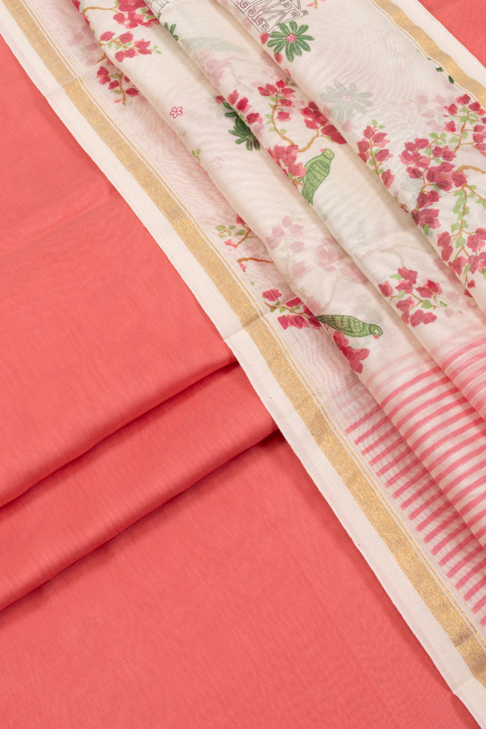 Pink Chanderi Silk Cotton 2 pc Salwar Suit Material