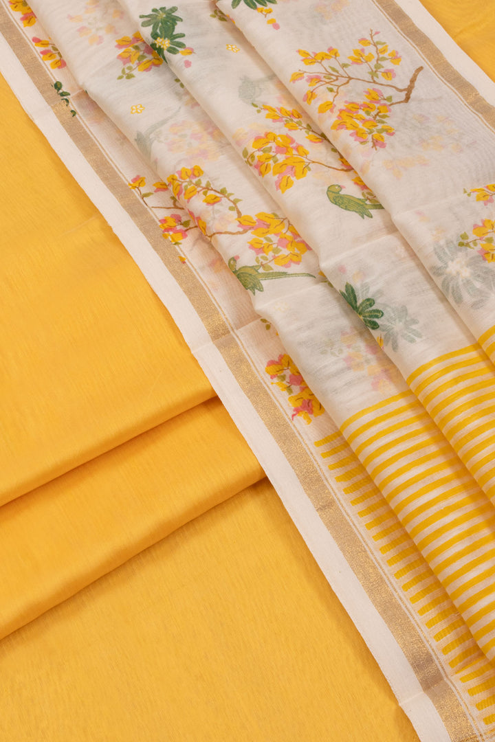 Yellow Chanderi Silk Cotton 2 pc Salwar Suit Material