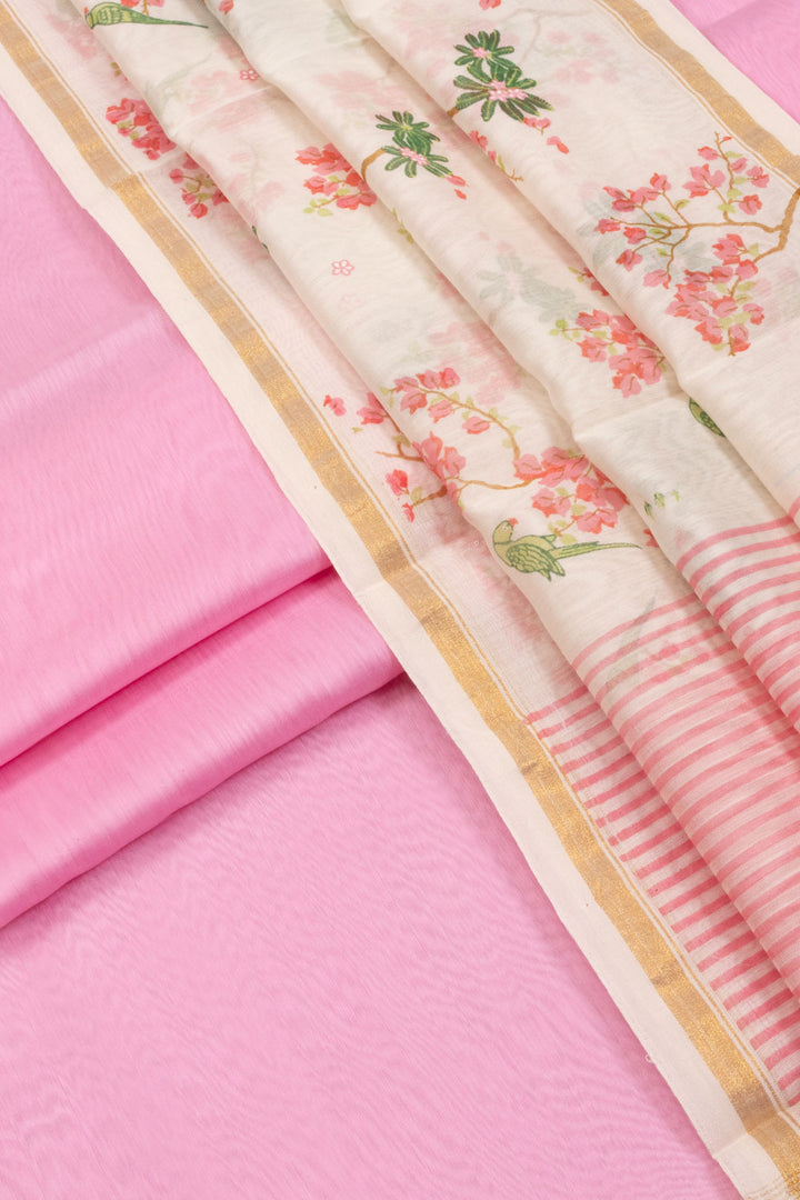 Pink Chanderi Silk Cotton 2 pc Salwar Suit Material 