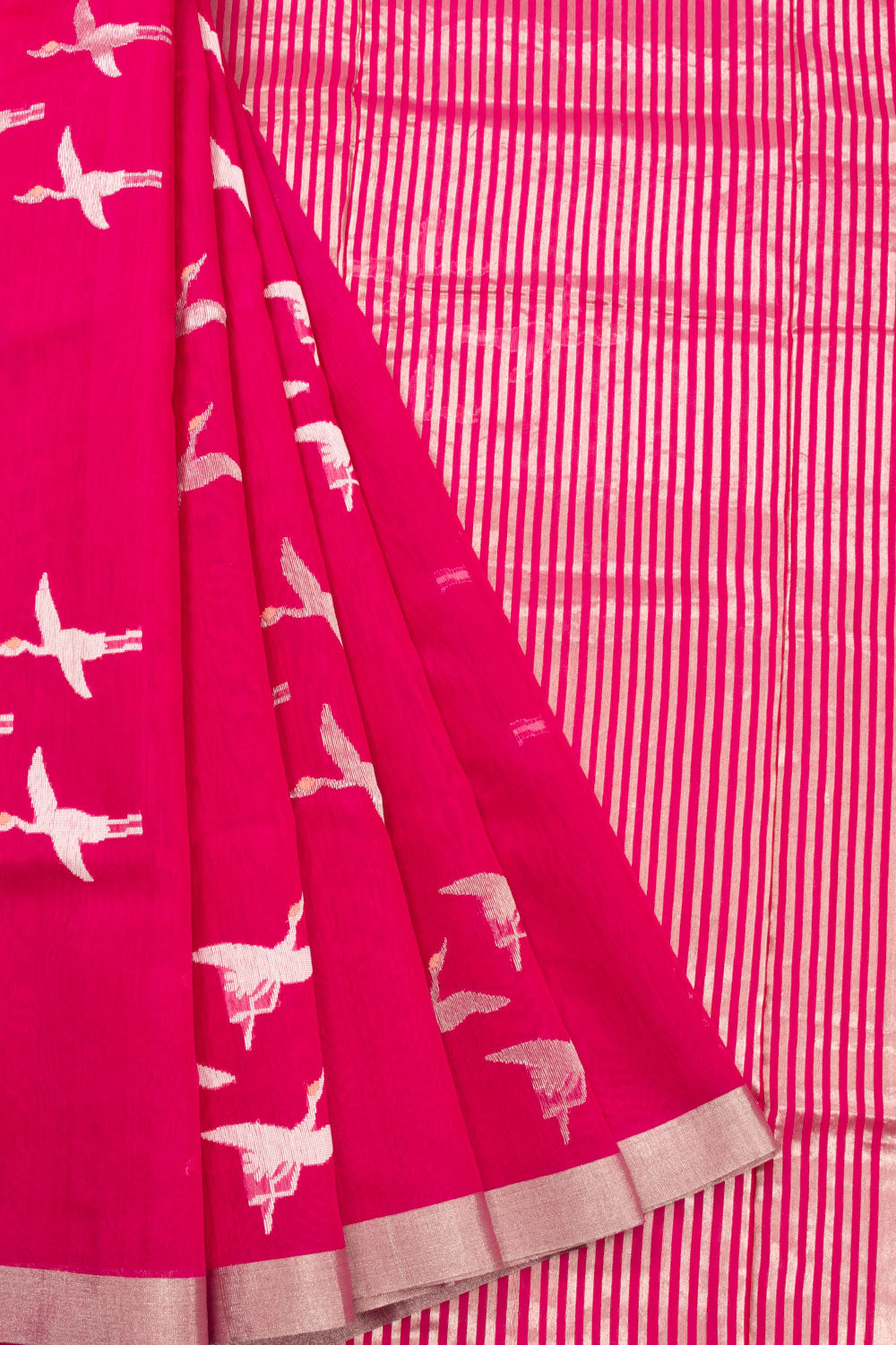 Pink Handloom Chanderi Silk Cotton Saree