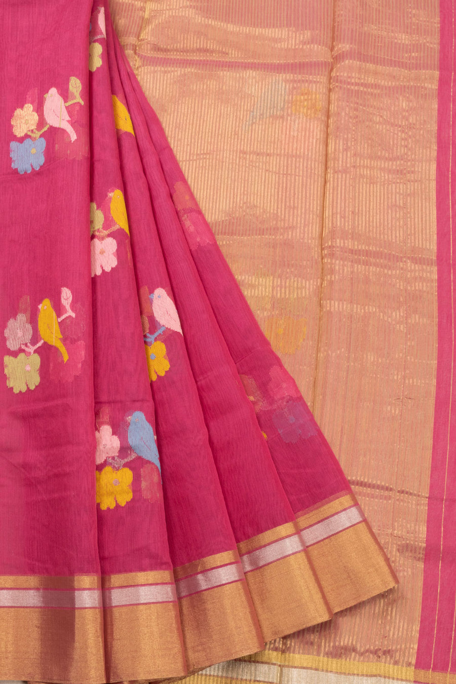 Pink Handloom Chanderi Silk Cotton Saree