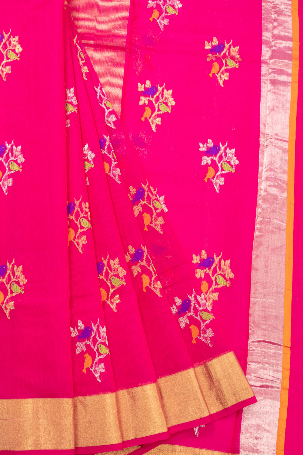 Pink Handloom Chanderi Silk Cotton Saree