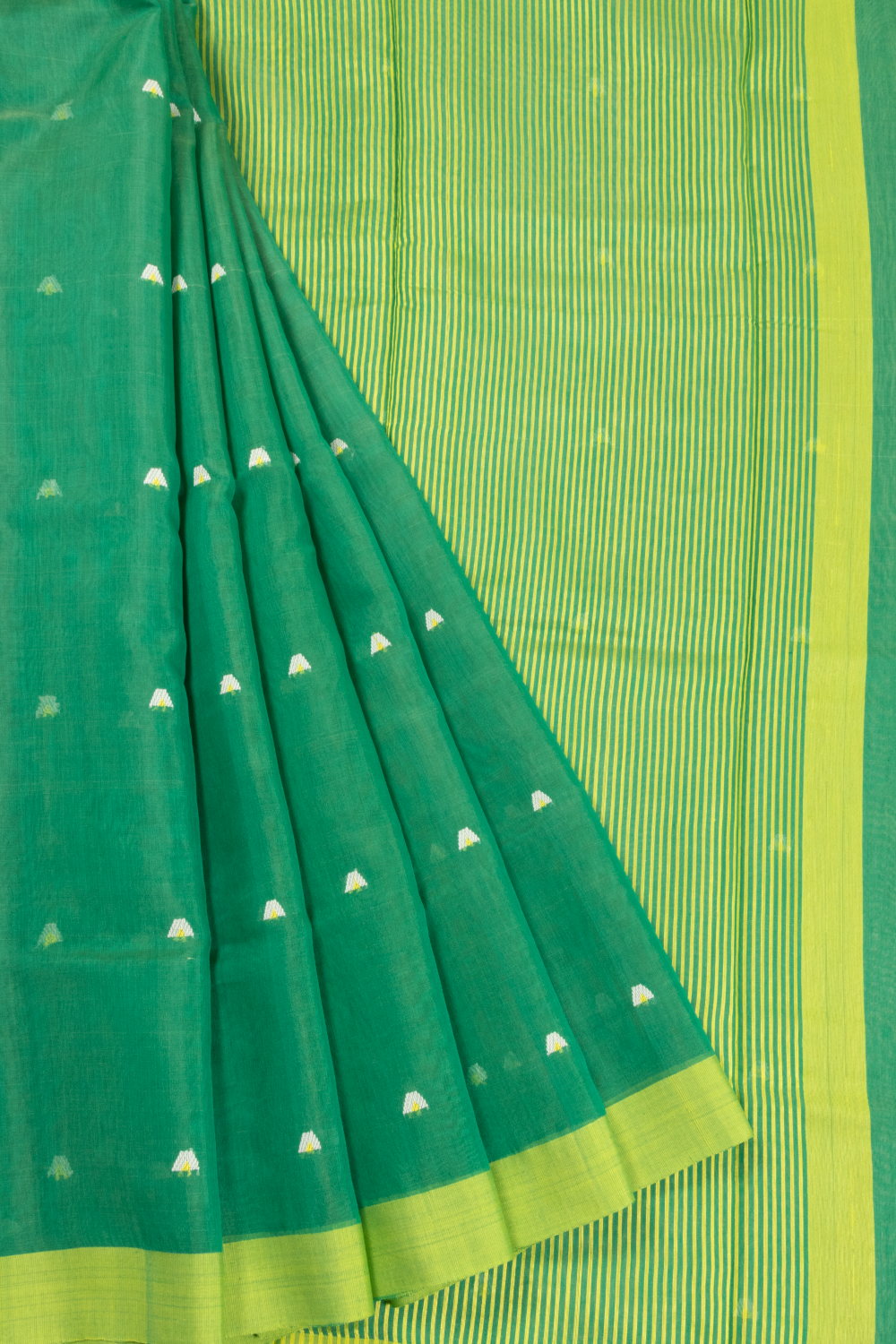 Green Handloom Chanderi Silk Cotton Saree