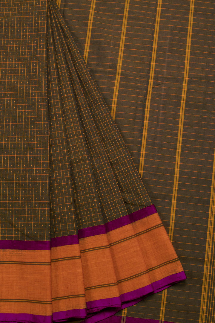 Seaweed Green Handloom  Chettinad Cotton Saree 10069986 - Avishya