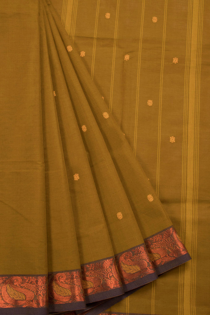 Rust Brown Handloom Chettinad Cotton Saree 10070028