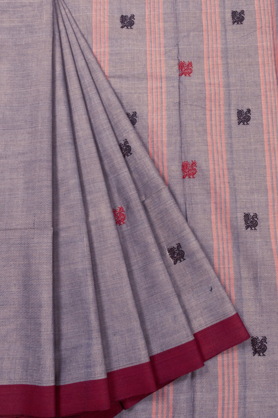 Grey Handloom Chettinad Cotton Saree 10072568