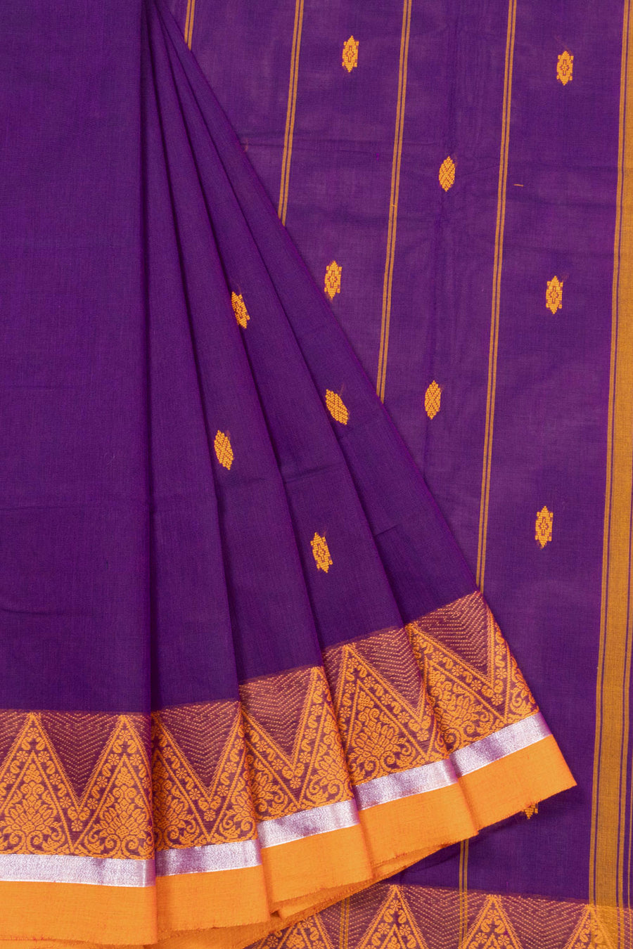 Purple Handloom Chettinad Cotton Saree 10072595