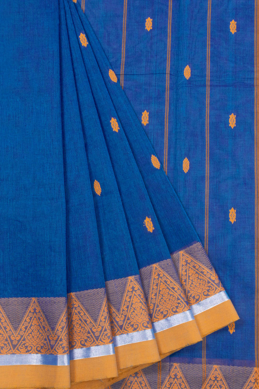 Blue Handloom Chettinad Cotton Saree 10072596