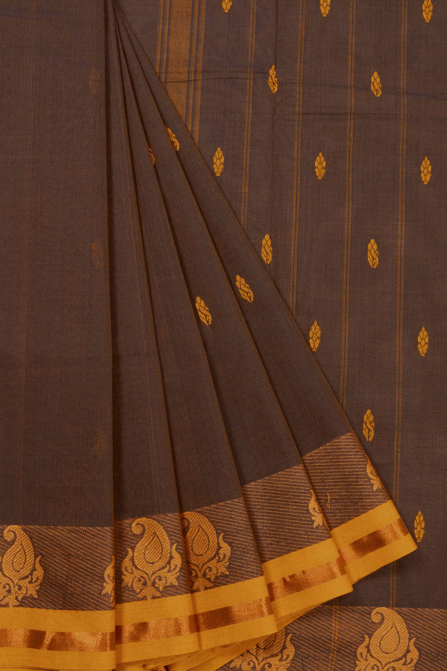 Brown Handloom Chettinad Cotton Saree 10072599