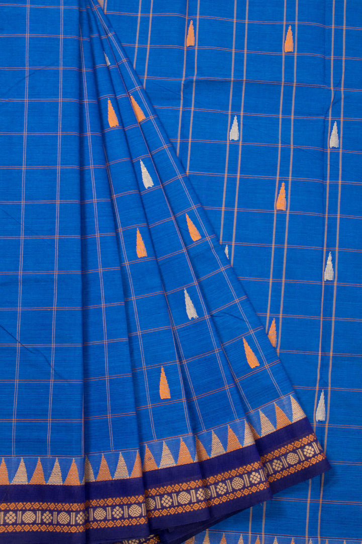 Blue Handloom Chettinad Cotton Saree 10072622