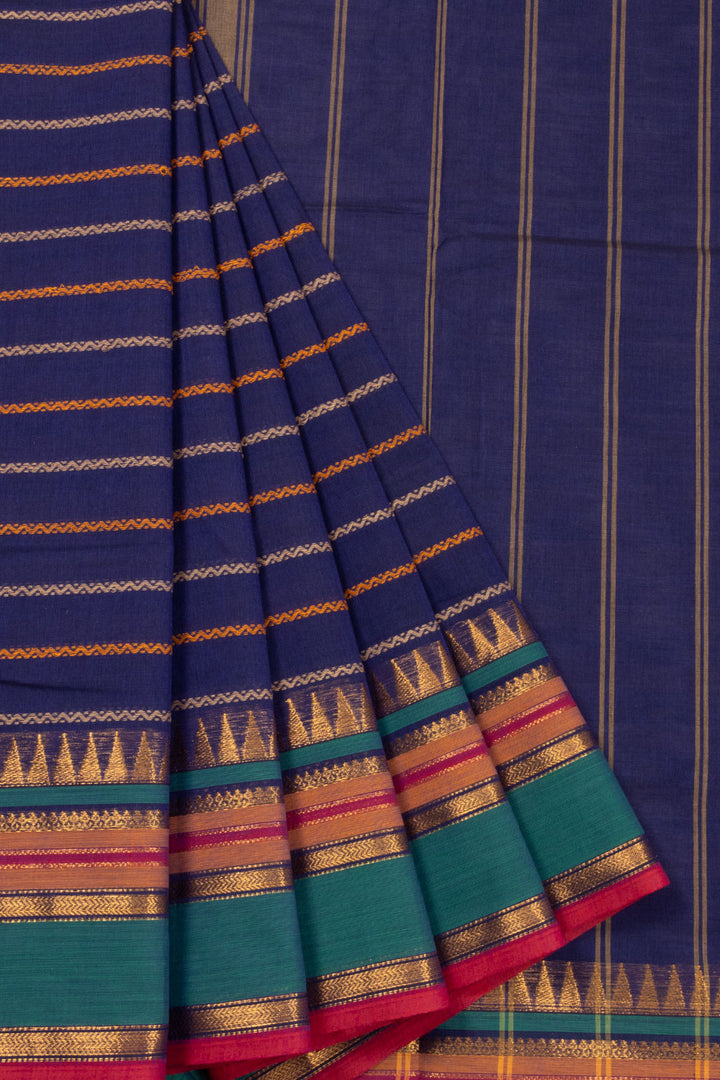 Blue Handloom Chettinad Cotton Saree  10072624