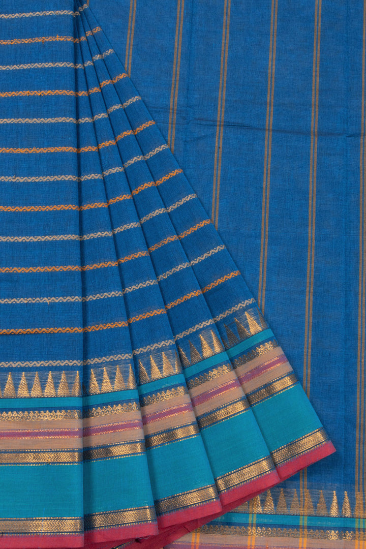 Blue Handloom Chettinad Cotton Saree 10072625