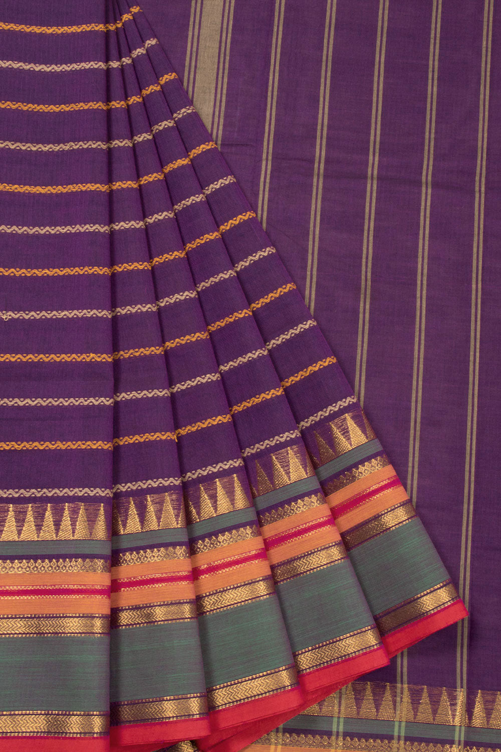 Purple Handloom Chettinad Cotton Saree 10072626