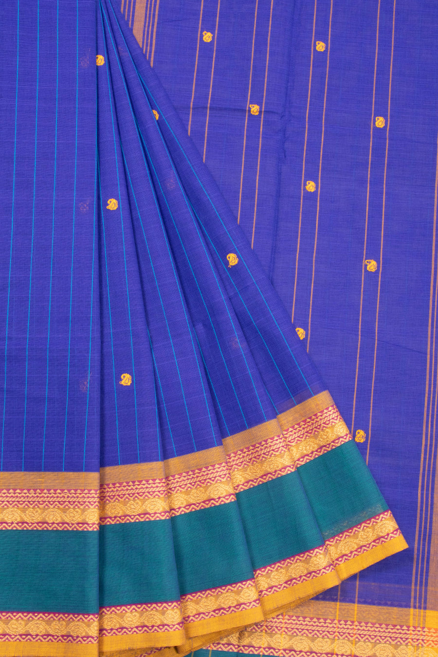 Blue Handloom Chettinad Cotton Saree 10072633