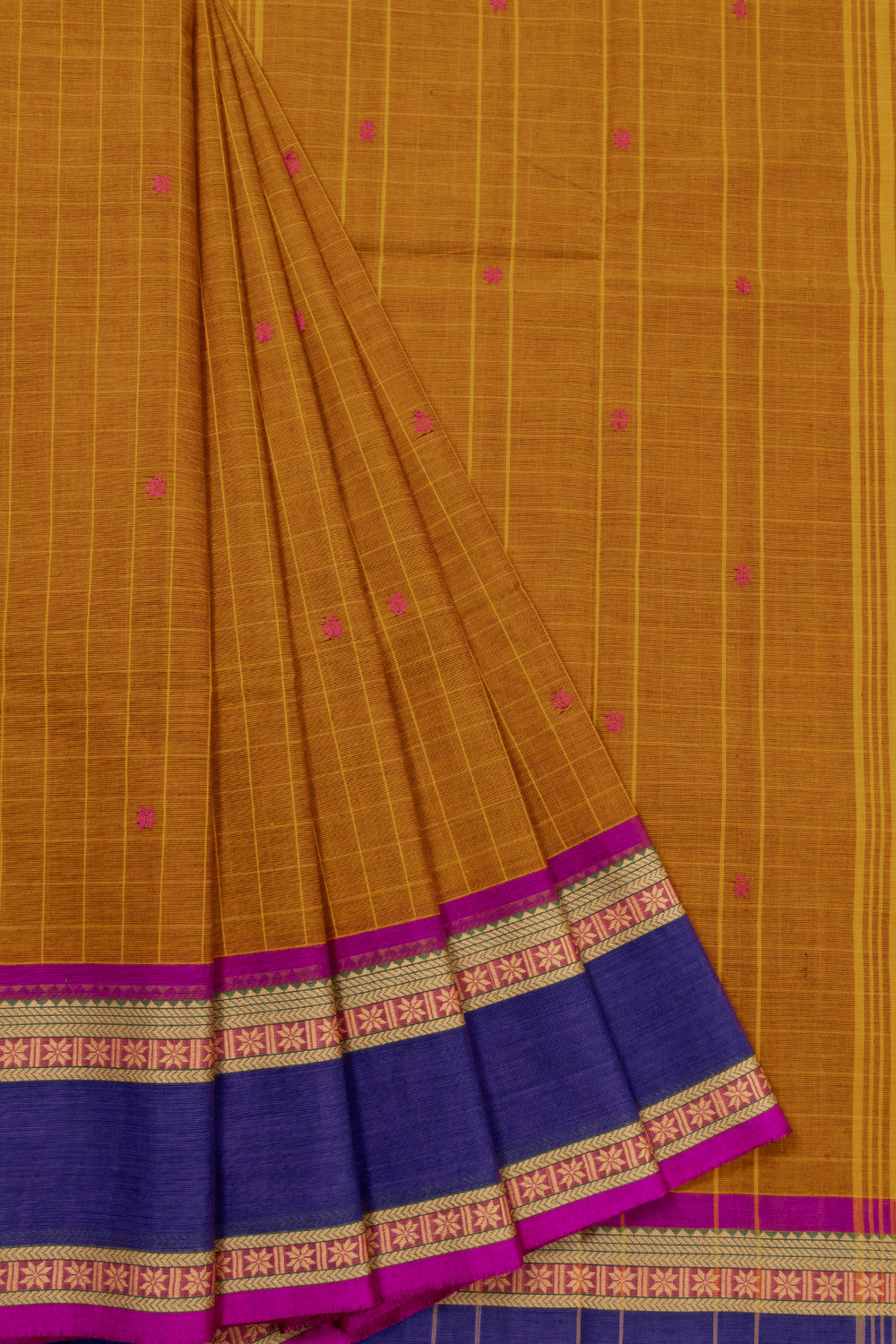 Brown Handloom Chettinad Cotton Saree 10072634