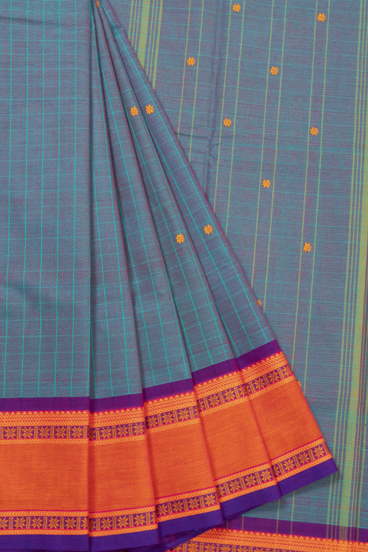 Blue Handloom Chettinad Cotton Saree 10072635