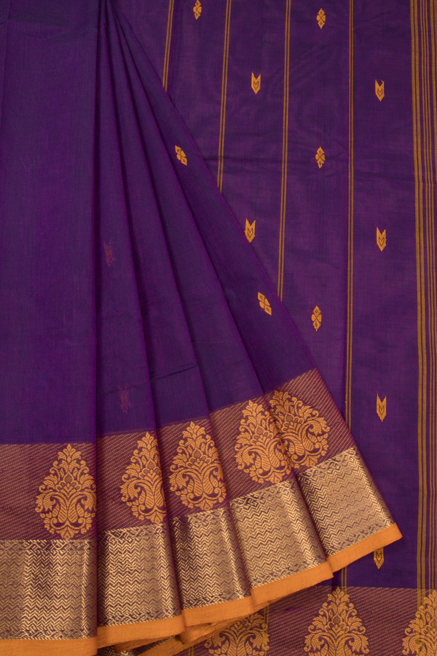 Purple Handloom Chettinad Cotton Saree 10072641