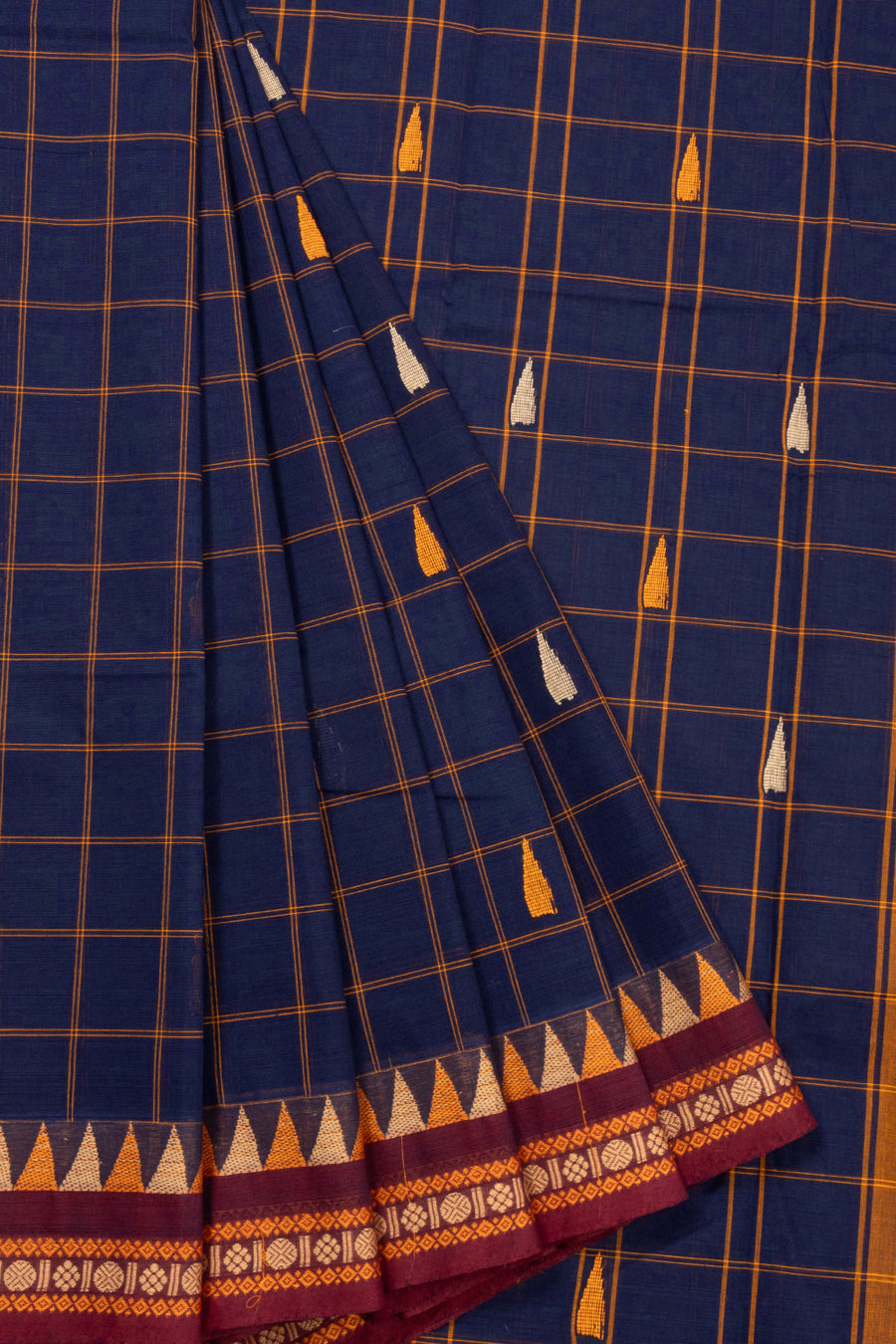 Blue Handloom Chettinad Cotton Saree 10072643
