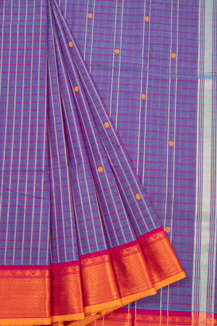 Blue Handloom Chettinad Cotton Saree 10072646