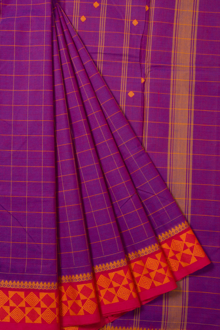 Purple Handloom Chettinad Cotton Saree 10072653