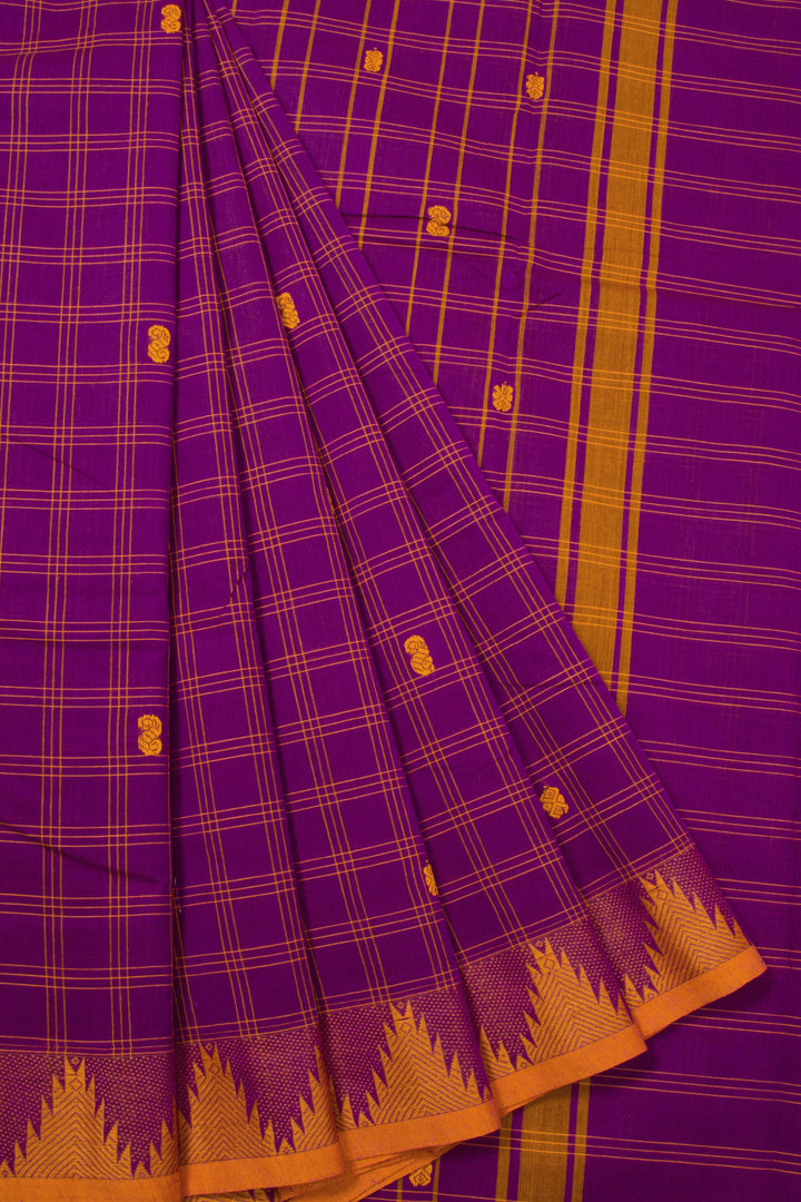 Purple Handloom Chettinad Cotton Saree 10072660