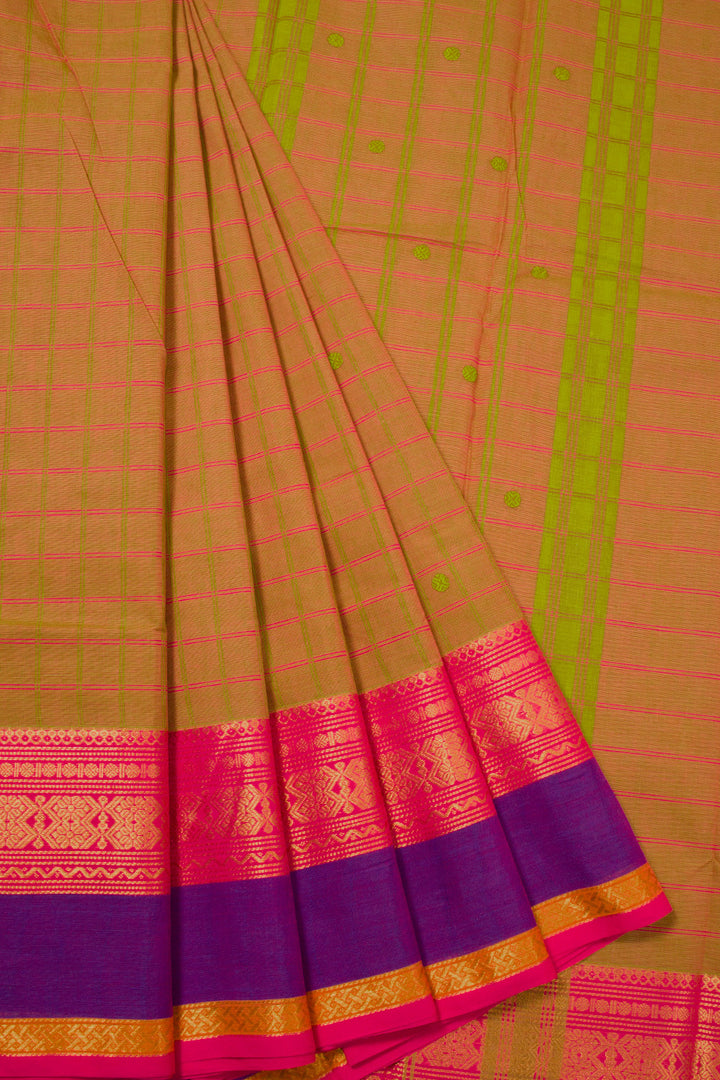 Brown Handloom Chettinad Cotton Saree 10072665