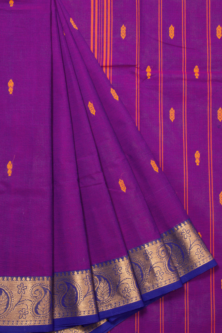 Purple Handloom Chettinad Cotton Saree 10072670