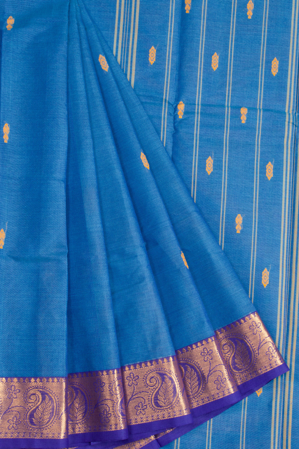 Blue Handloom Chettinad Cotton Saree 10072671