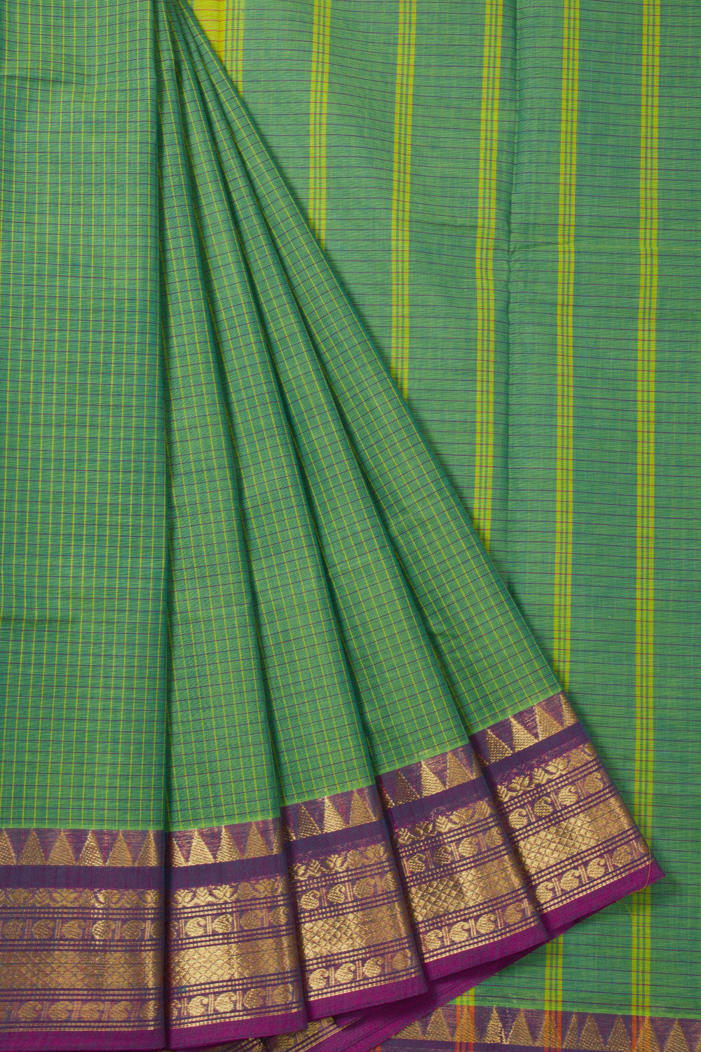 Green Handloom Chettinad Cotton Saree 10072674