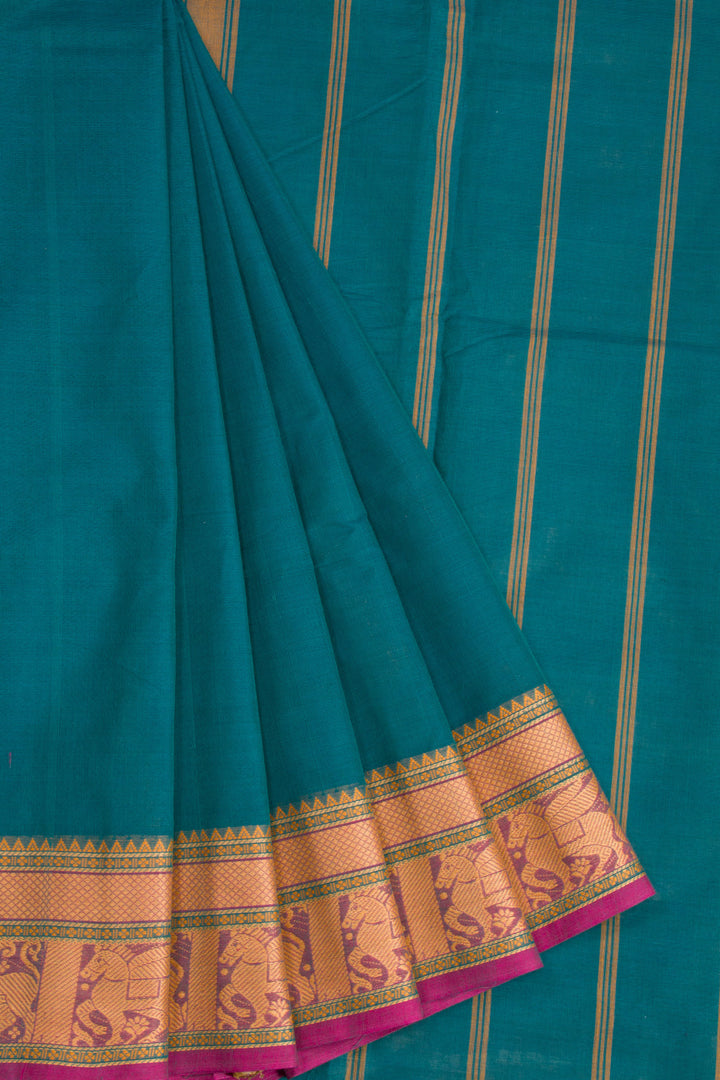 Green Handloom Chettinad Cotton Saree 10072678