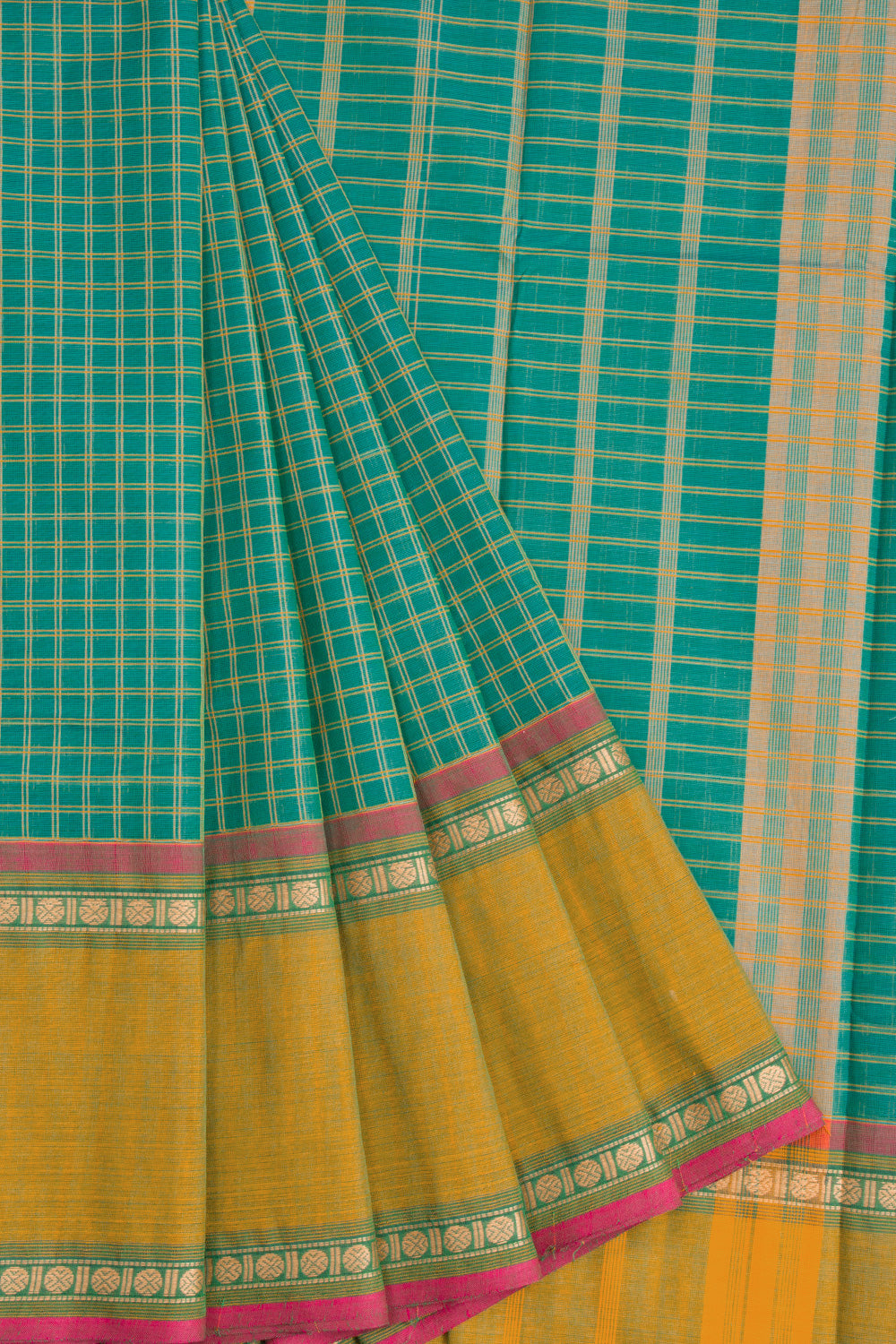 Green Handloom Chettinad Cotton Saree 10072682