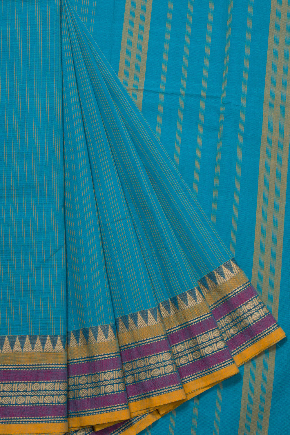 Blue Handloom Chettinad Cotton Saree 10072683