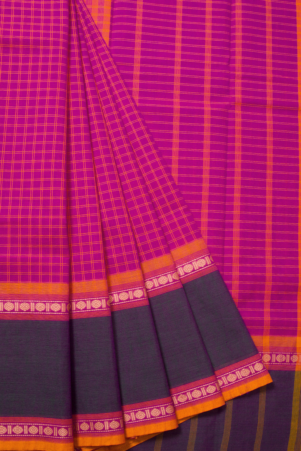 Magenta Handloom Chettinad Cotton Saree 10072686