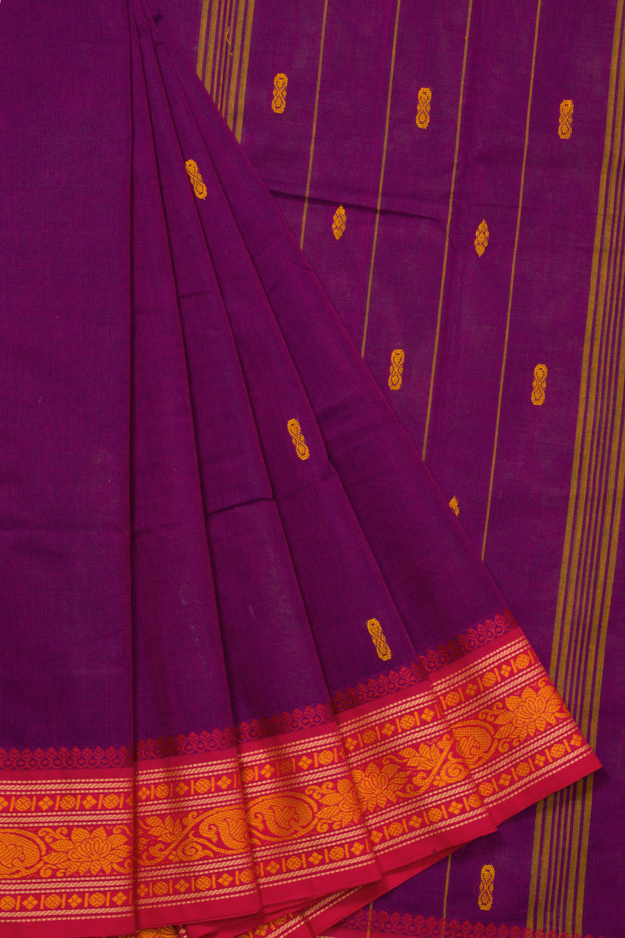 Purple Handloom Chettinad Cotton Saree 10072688