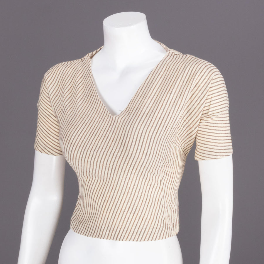 Cream Handcrafted Woven Crop Top