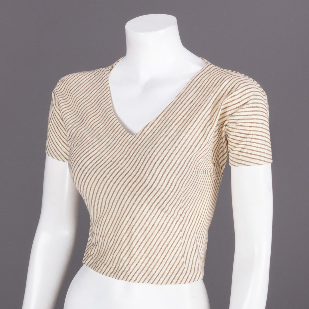 Cream Handcrafted Woven Crop Top