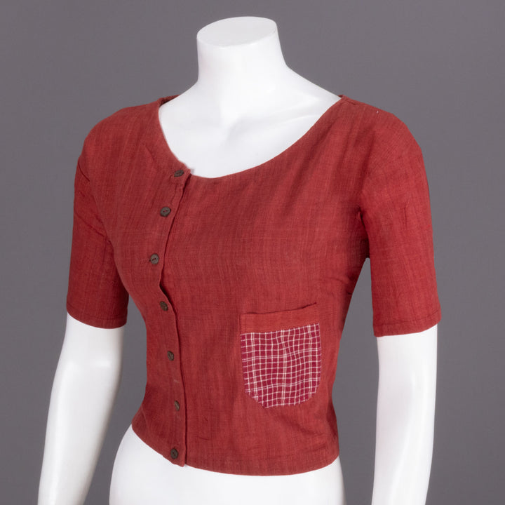 Red Handcrafted Cotton Crop Top