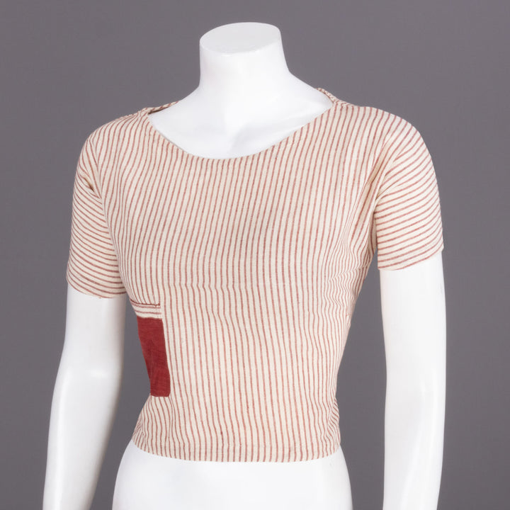 Cream Handcrafted Woven Crop Top