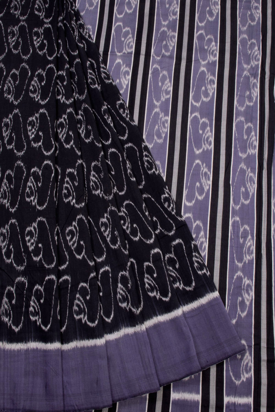 Black Handloom Maniabandha Ikat Cotton Saree