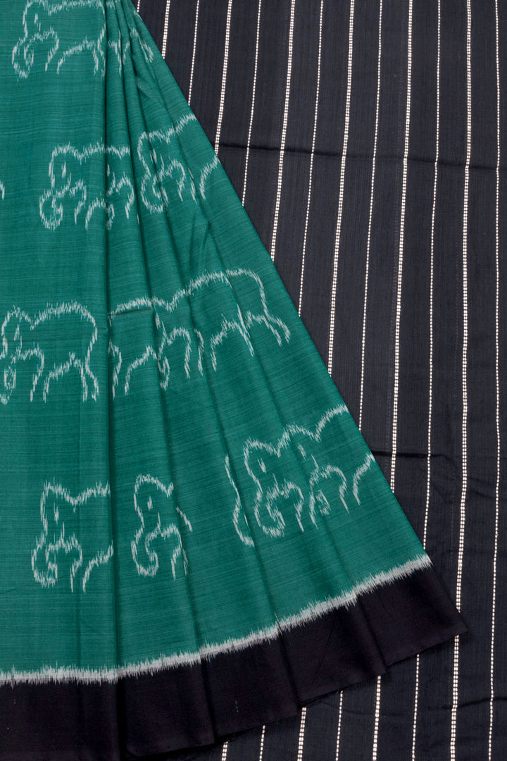 Green Handloom Maniabandha Ikat Cotton Saree 