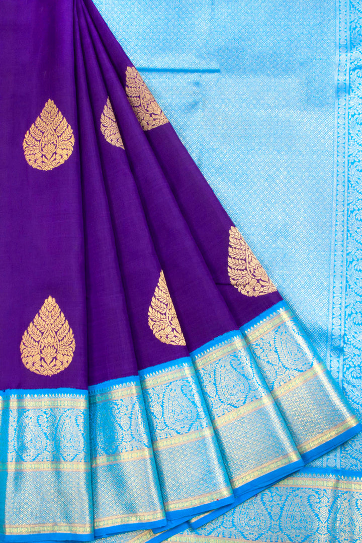 Royal Purple Pure Zari Korvai Kanjivaram Silk Saree 10062640