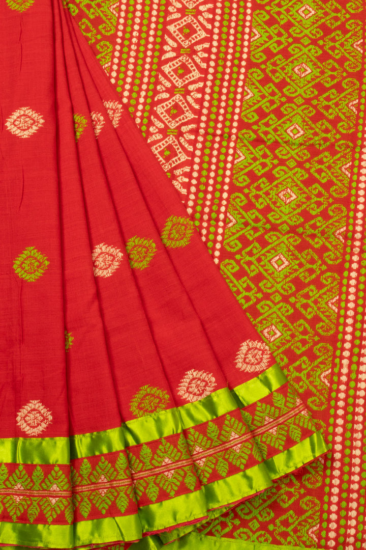 Red Handloom Assam Cotton Saree - Avishya