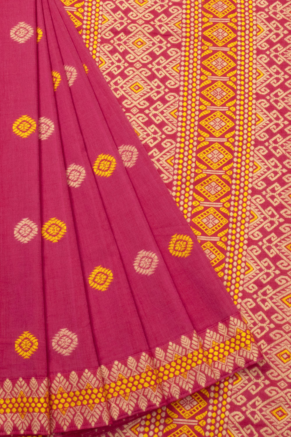 Pink Handloom Assam Cotton Saree - Avishya