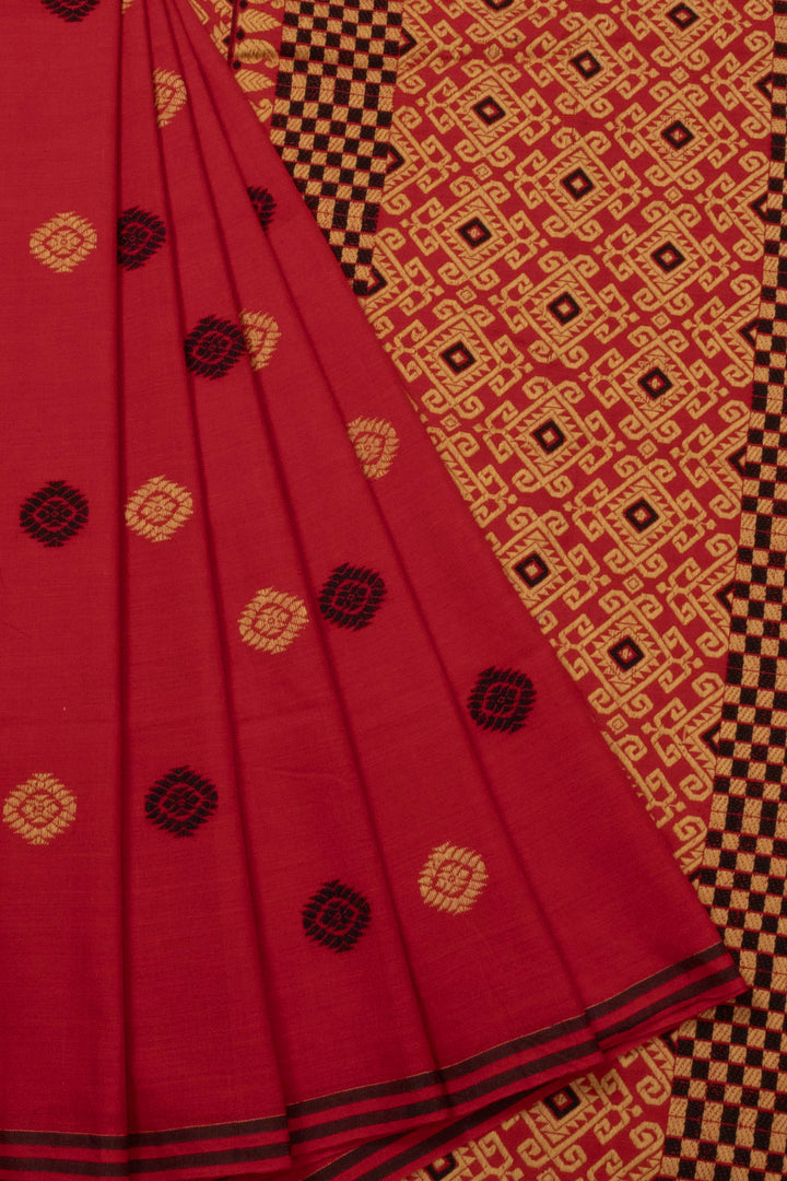 Red Handloom Assam Cotton Saree - Avishya