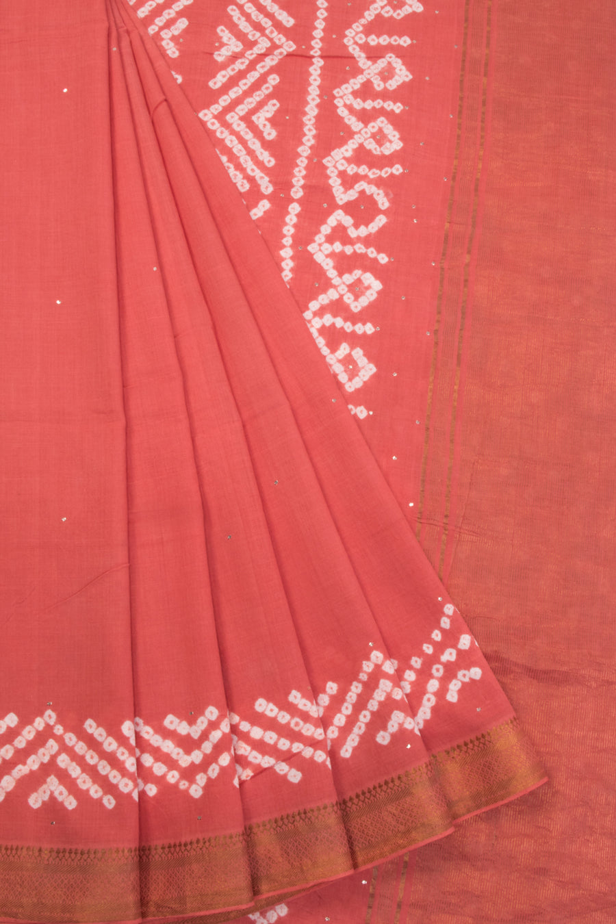 Peach Bandhani Mangalgiri Cotton Saree 10071100